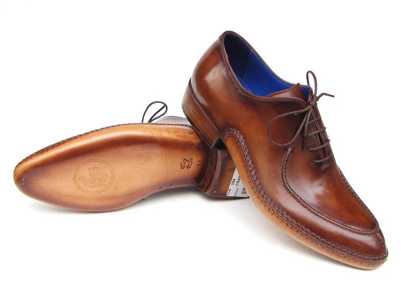 Paul Parkman Men's Side Handsewn Leather Split toe Oxfords in Brown