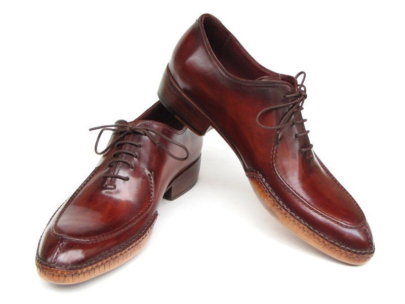 Paul Parkman Men's Side Handsewn Leather Split toe Oxfords in Burgundy
