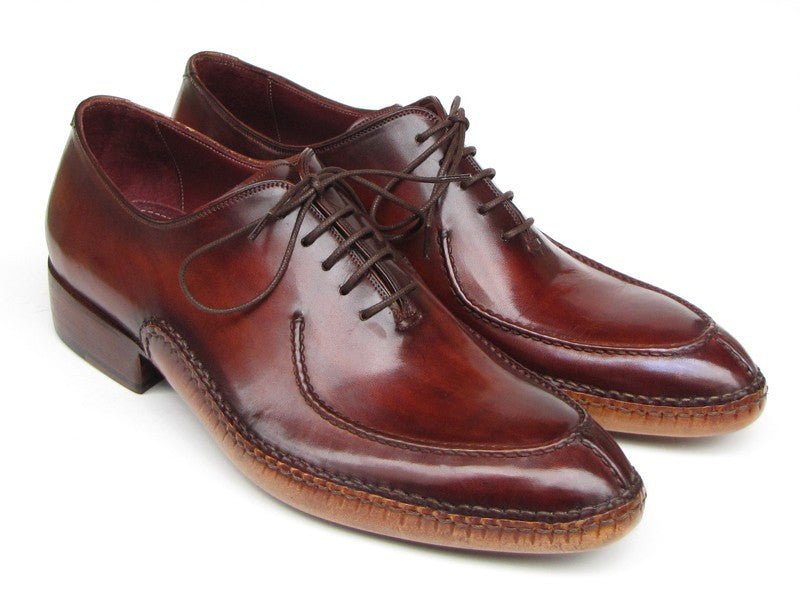 Paul Parkman Men's Side Handsewn Leather Split toe Oxfords in Burgundy