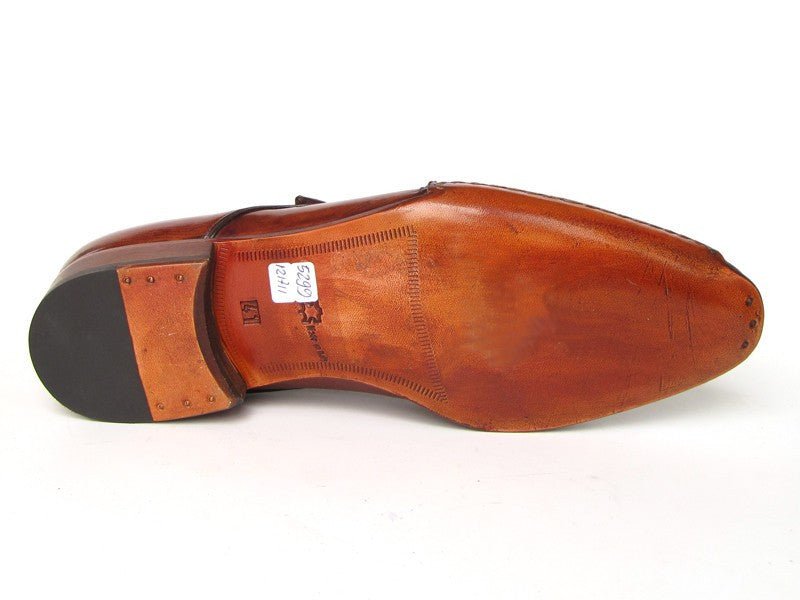 Paul Parkman Men's Side Handsewn Monkstrap Shoes in Tobacco