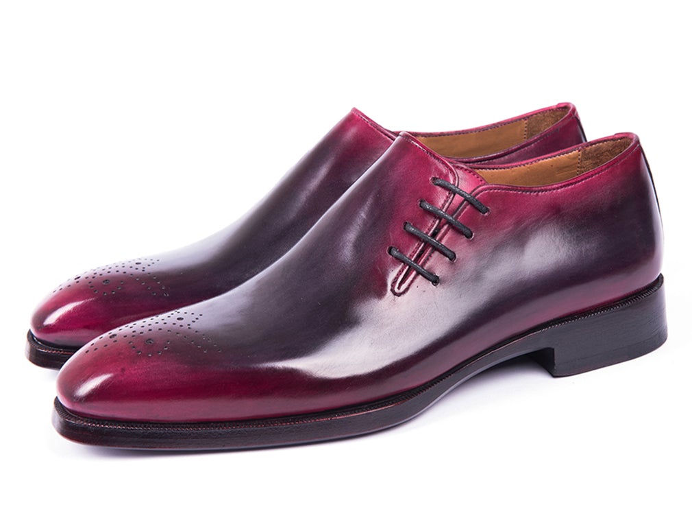 Paul Parkman Men's Side Lace Oxfords Purple and Gray (ID846F11)