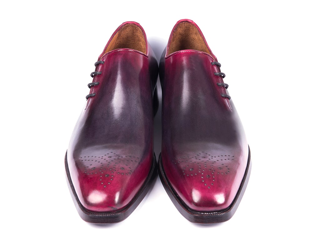 Paul Parkman Men's Side Lace Oxfords Purple and Gray (ID846F11)