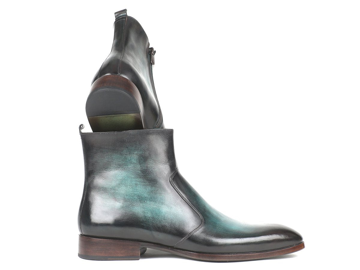 Paul Parkman Men's Side Zipper Boots in Turquoise Burnished