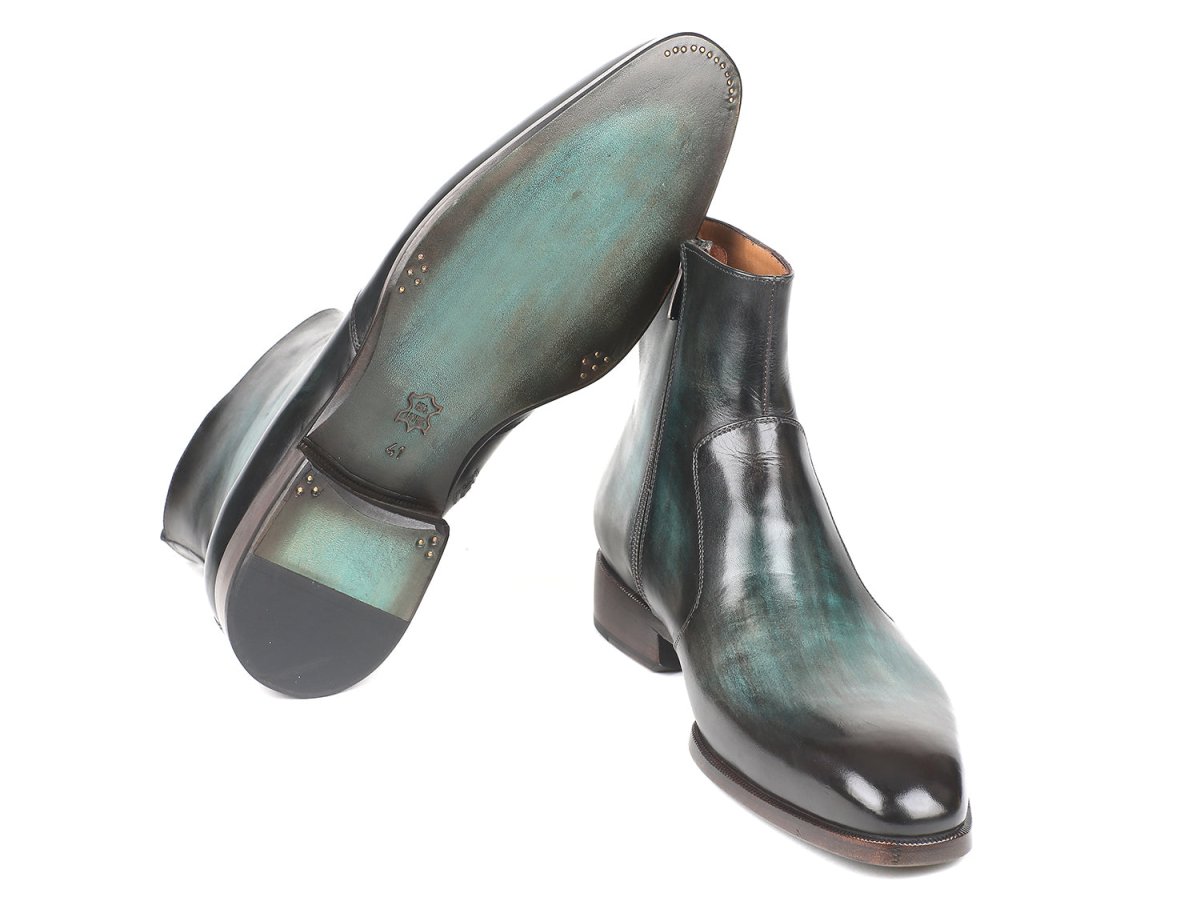 Paul Parkman Men's Side Zipper Boots in Turquoise Burnished
