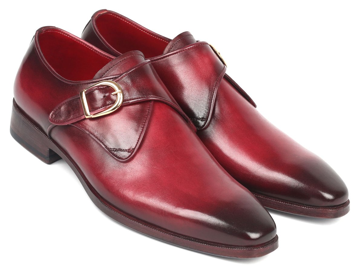 Paul Parkman Men's Single Monkstrap Shoes Burgundy Leather (IDDW984P)