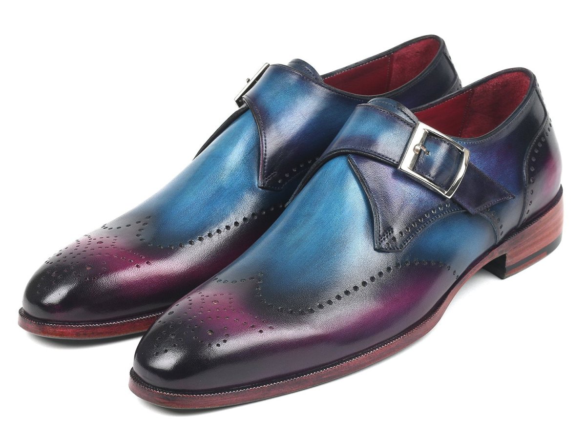 Paul Parkman Men's Single Monkstraps in Blue and Purple