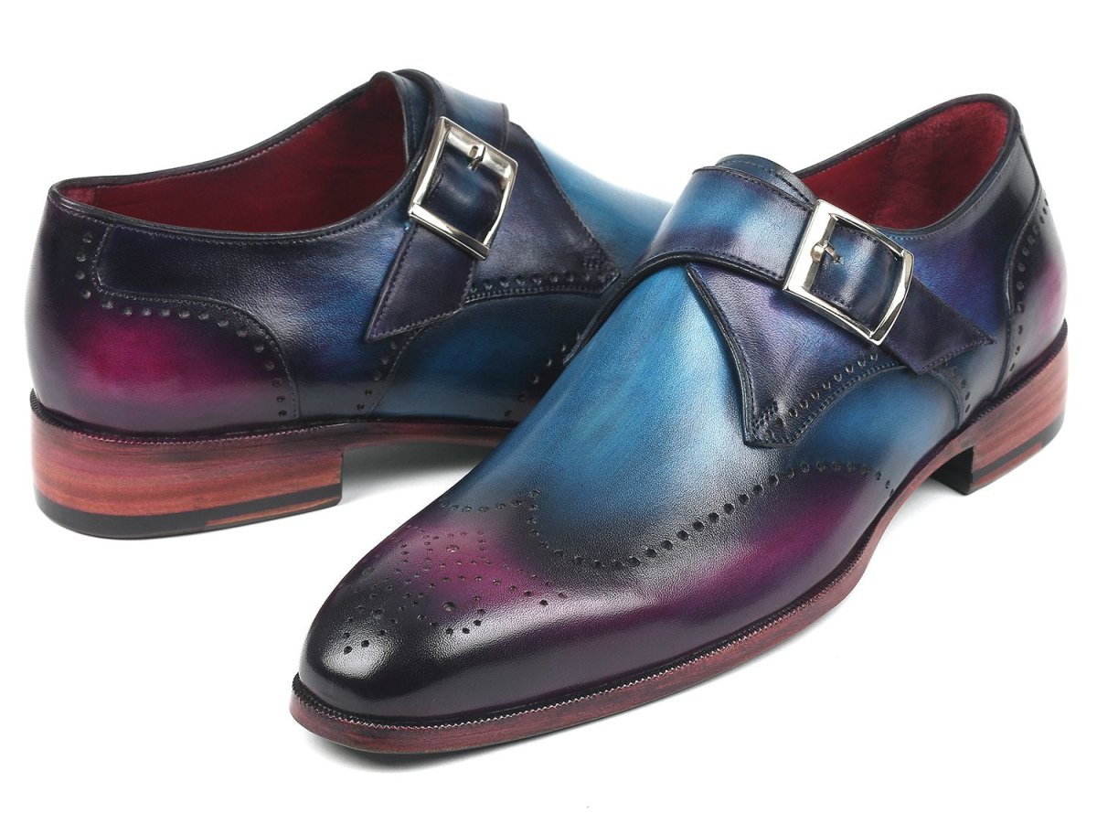 Paul Parkman Men's Single Monkstraps in Blue and Purple