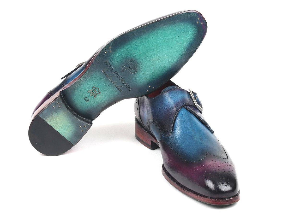 Paul Parkman Men's Single Monkstraps in Blue and Purple