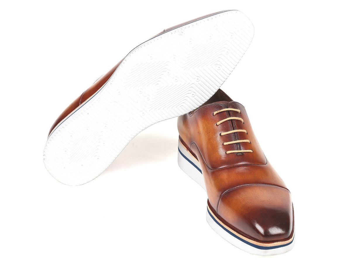 Paul Parkman Men's Smart Casual Leather Oxfords in Brown and Camel