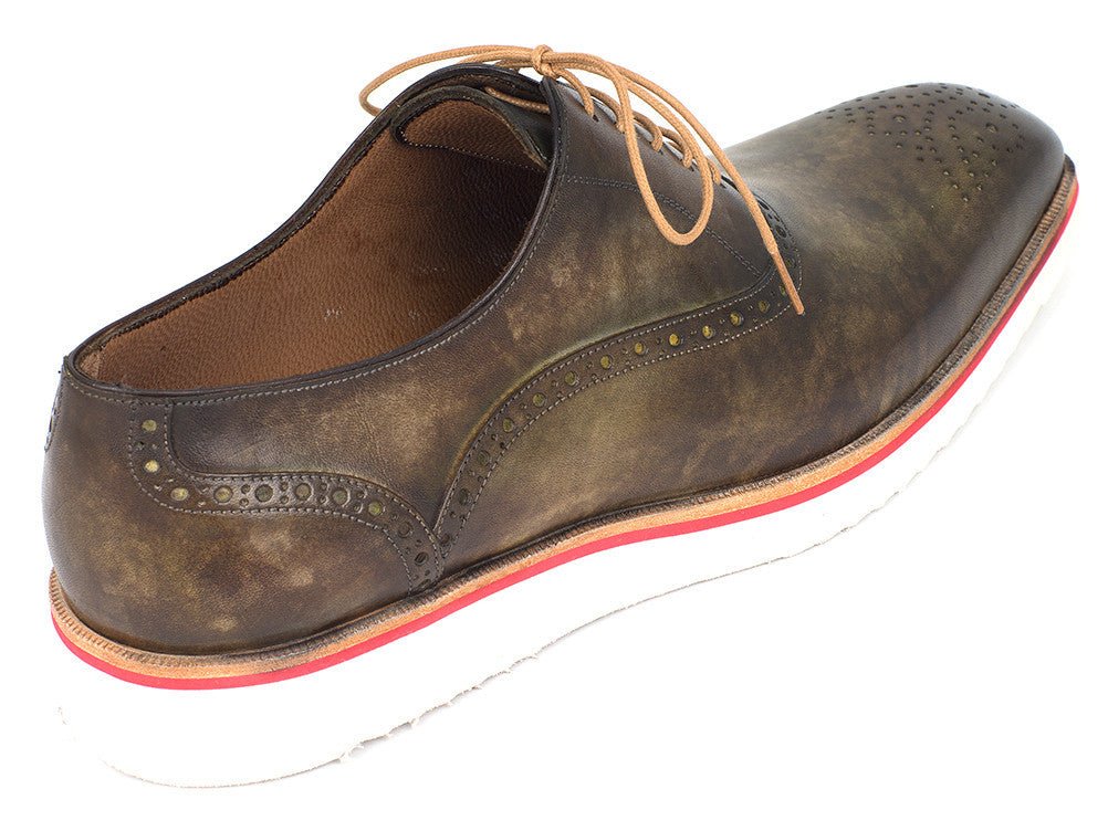 Paul Parkman Men's Smart Casual Oxford Shoes in Army Green