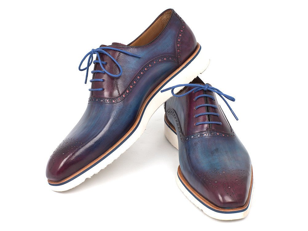 Paul Parkman Men's Smart Casual Oxford Shoes in Blue and Purple