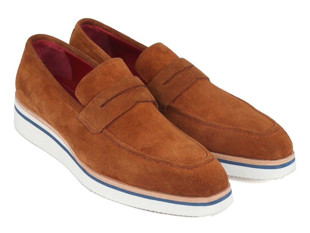 Paul Parkman Men's Smart Casual Penny Loafers Camel Suede (ID180 CML SD)