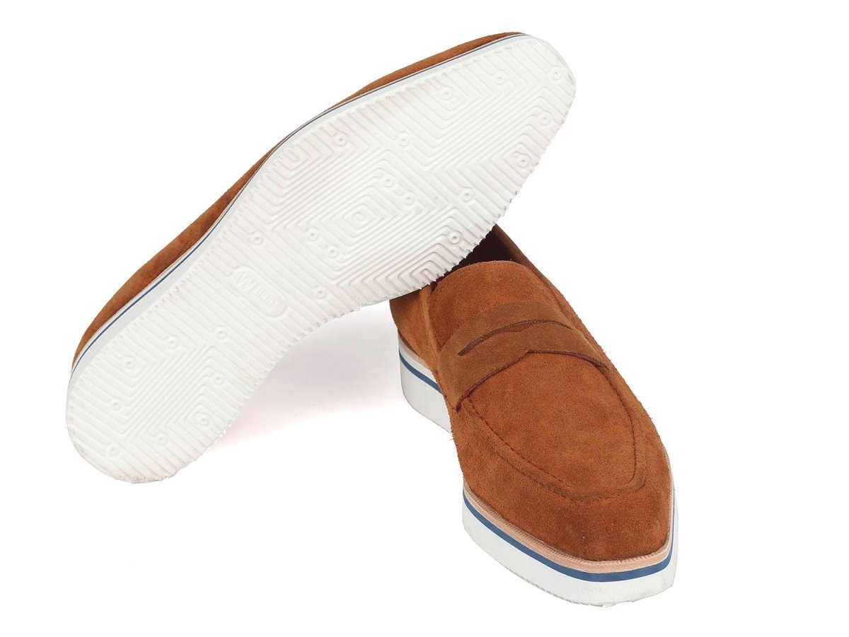 Paul Parkman Men's Smart Casual Penny Loafers Camel Suede (ID180 CML SD)