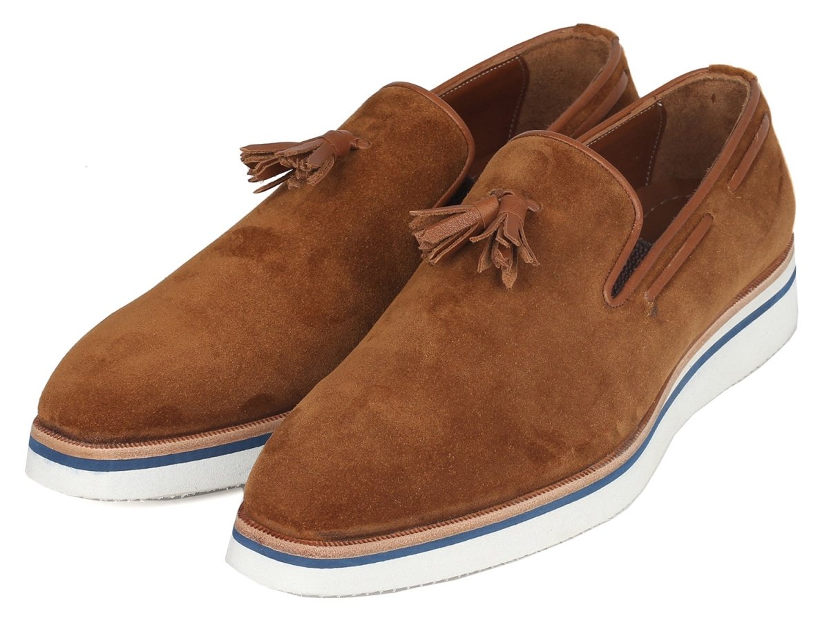 Paul Parkman Men's Smart Casual Tassel Loafers Camel Suede (ID181 CML SD)