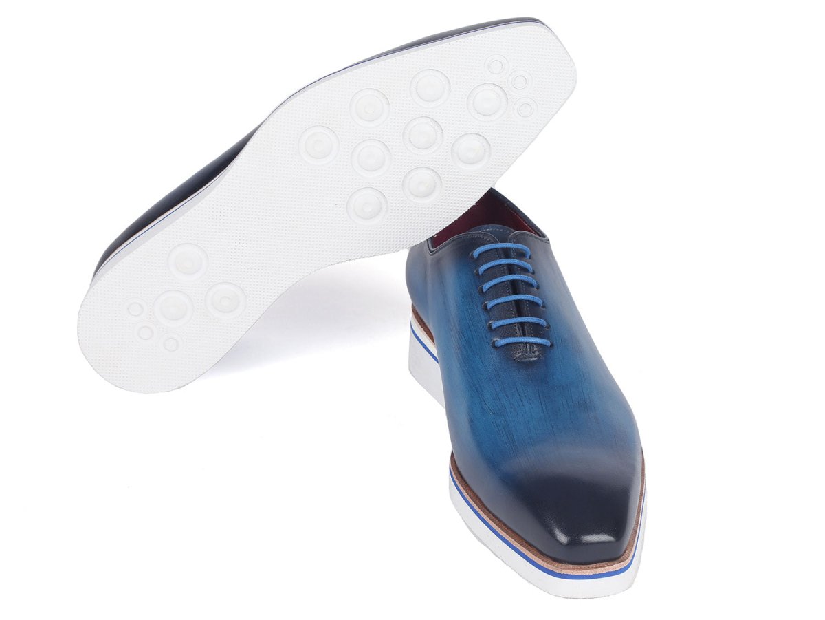Paul Parkman Men's Smart Casual Wholecut Oxfords Blue