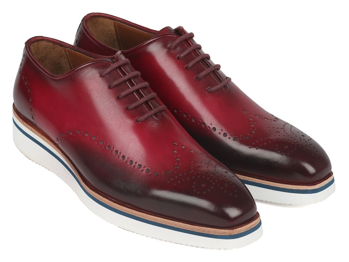 Paul Parkman Men's Smart Casual Wingtip Oxfords Bordeaux (ID188 BRD)