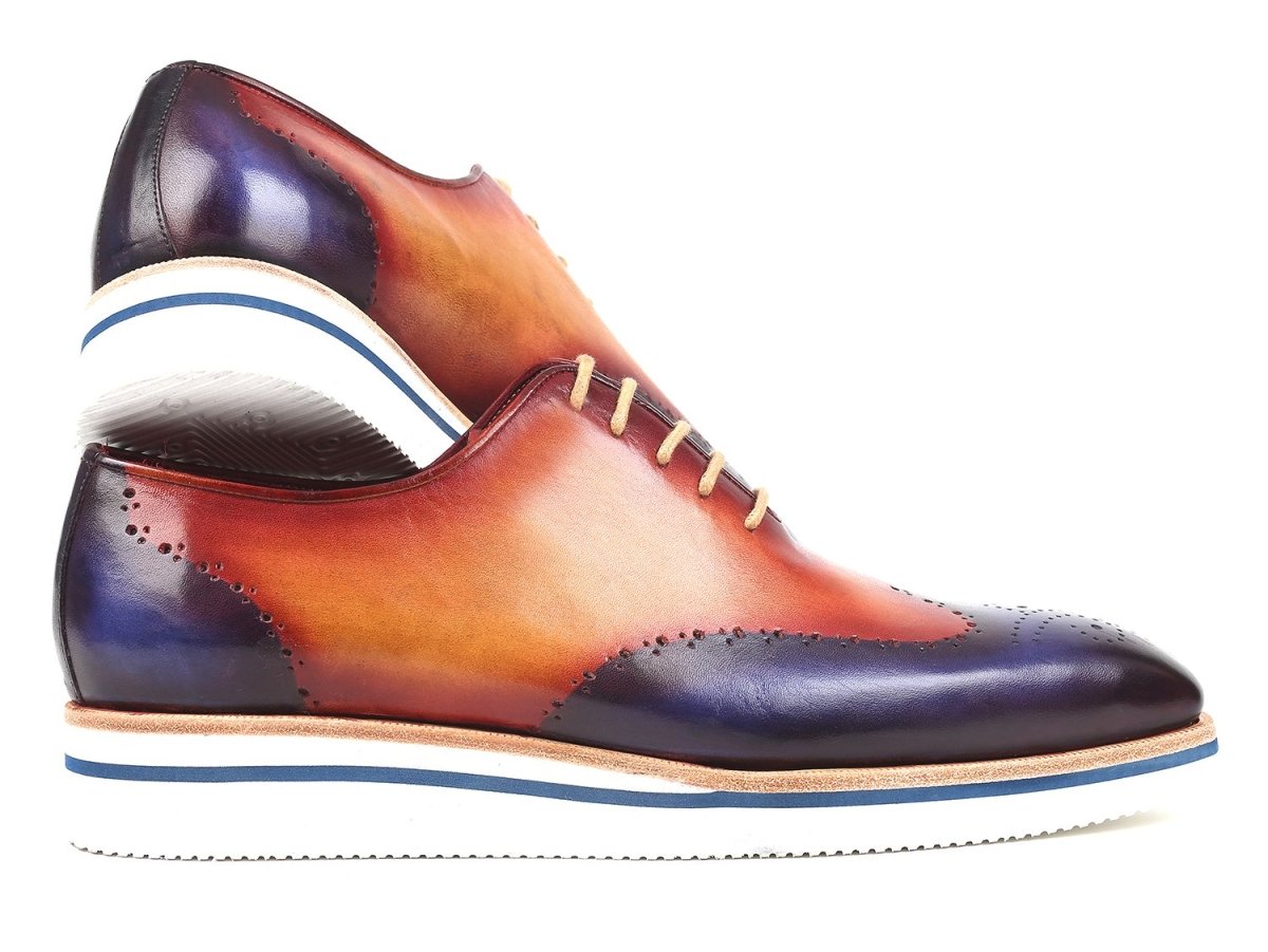 Paul Parkman Men's Smart Casual Wingtip Oxfords in Blue and Camel