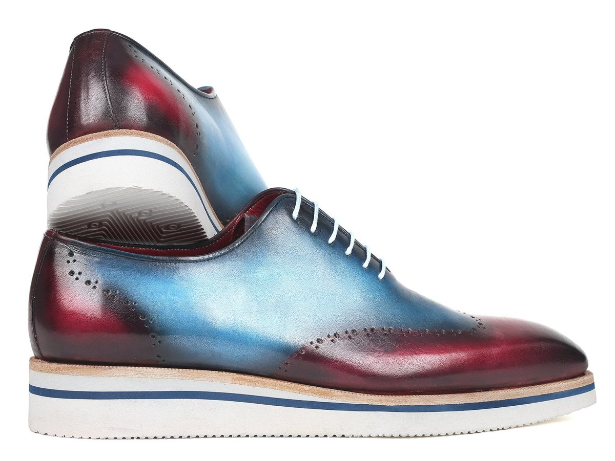 Paul Parkman Men's Smart Casual Wingtip Oxfords in Blue and Purple