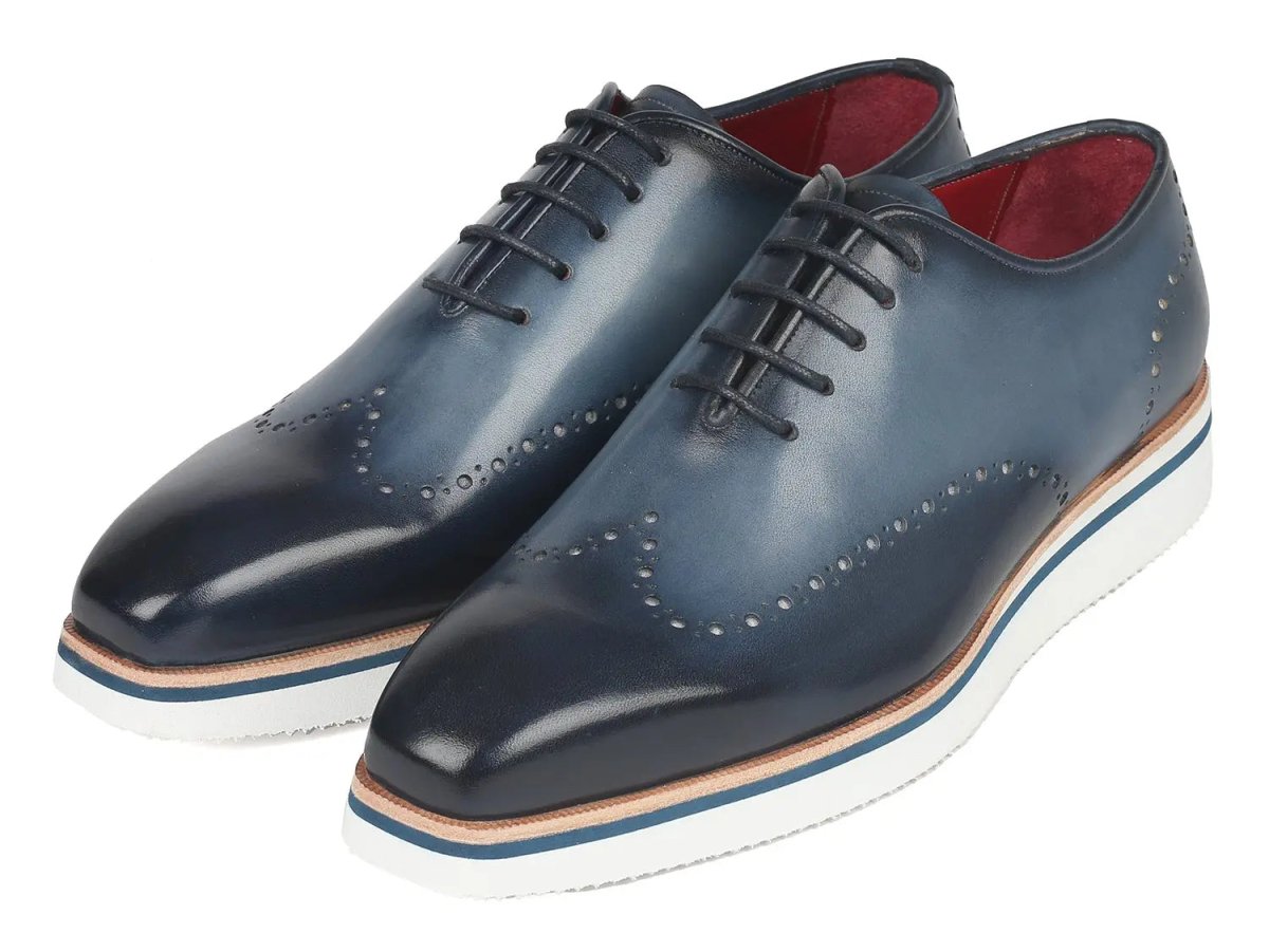 Paul Parkman Men's Smart Casual Wingtip Oxfords in Navy