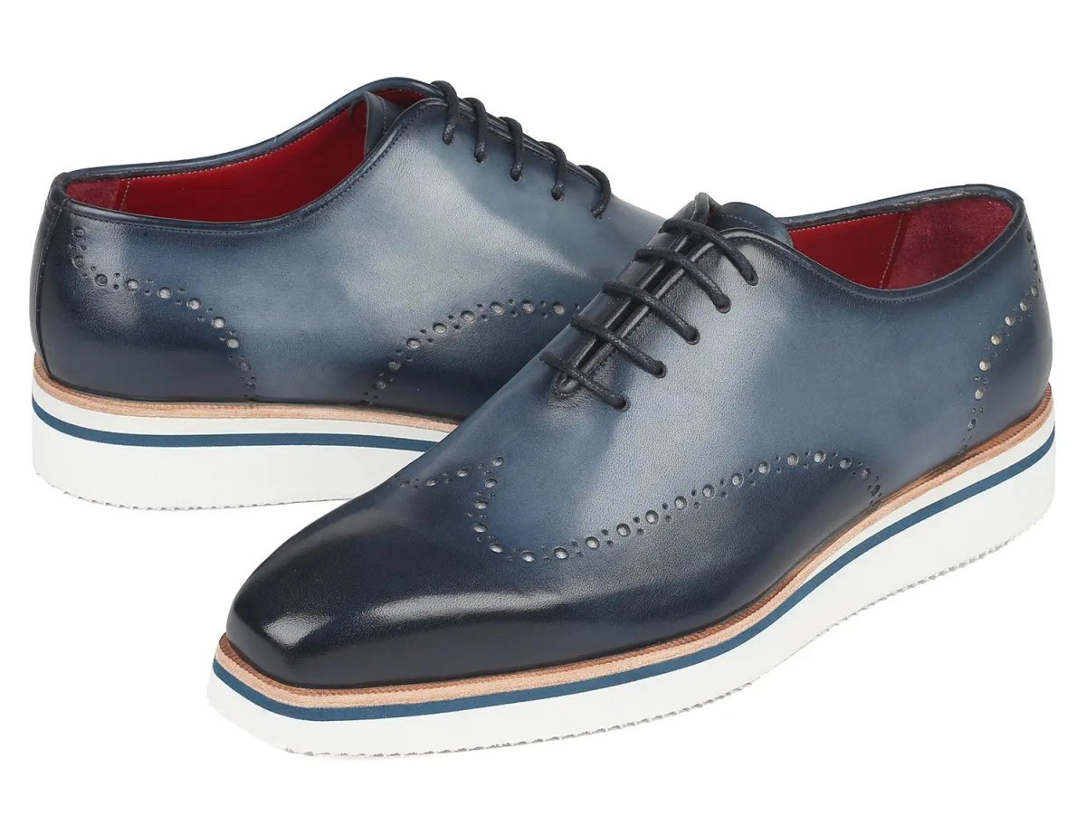 Paul Parkman Men's Smart Casual Wingtip Oxfords in Navy