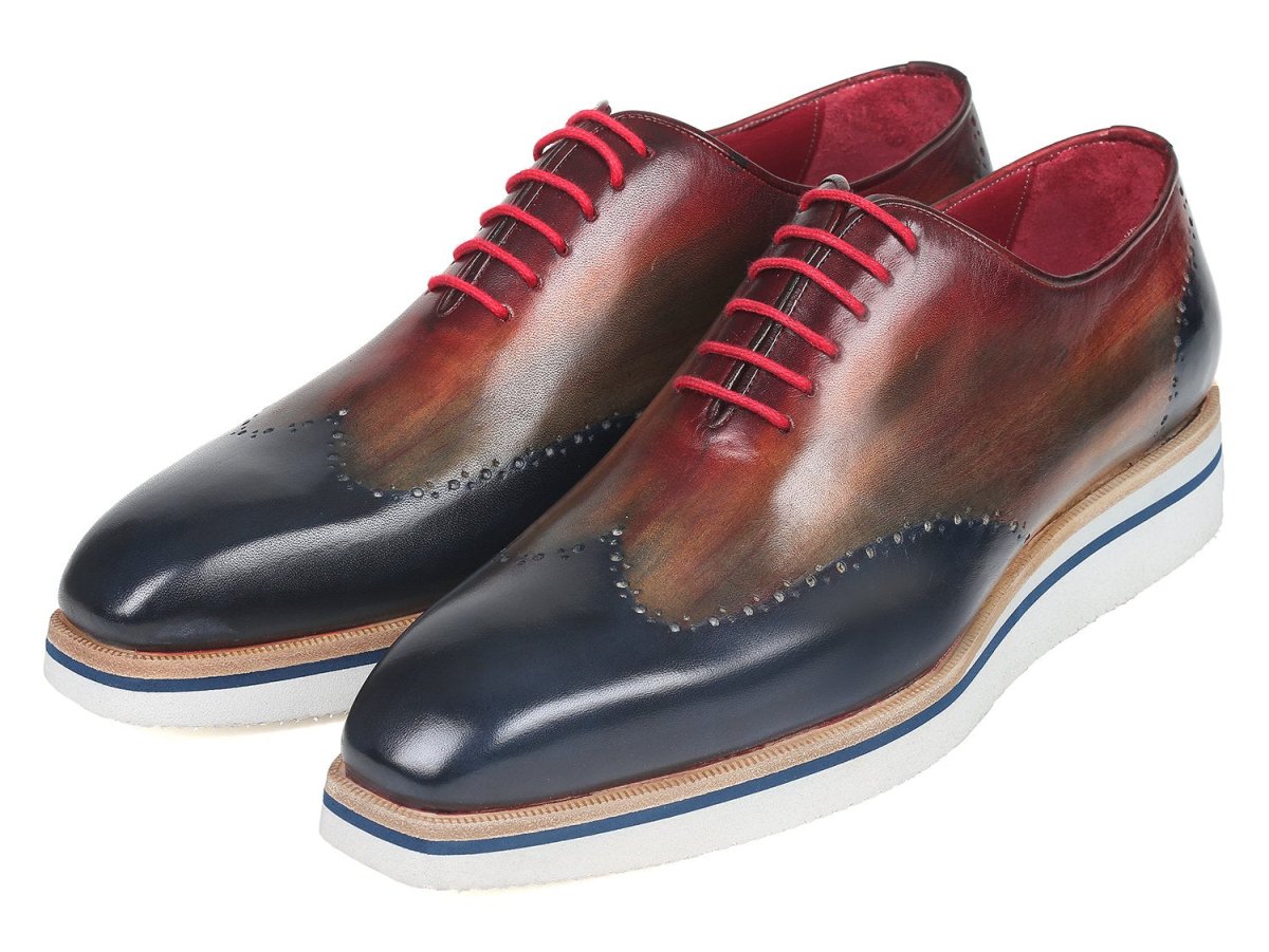 Paul Parkman Men's Smart Casual Wingtip Oxfords Multicolor (ID187 - MIX - NVY)