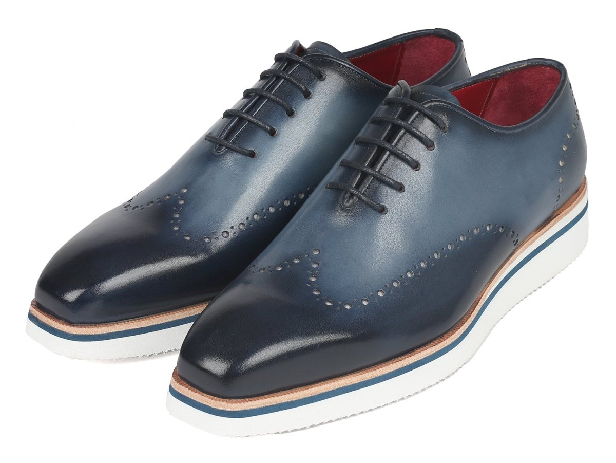 Paul Parkman Men's Smart Casual Wingtip Oxfords Navy (ID187 NAVY)