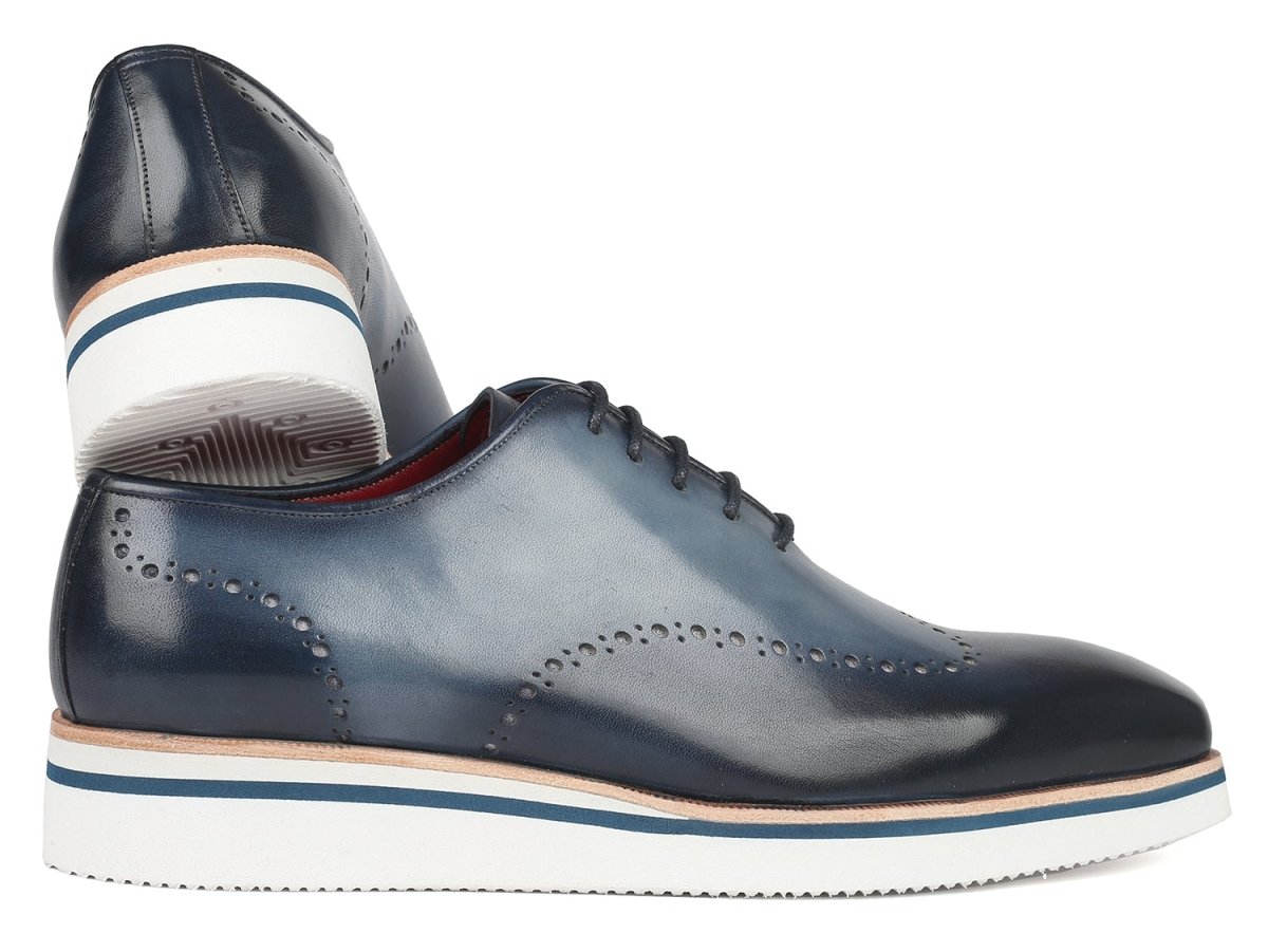 Paul Parkman Men's Smart Casual Wingtip Oxfords Navy (ID187 NAVY)