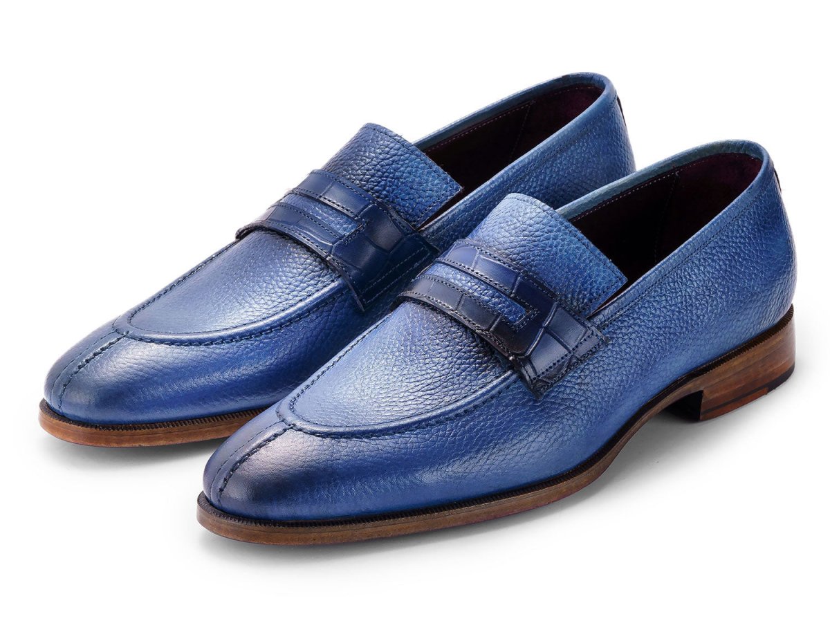 Paul Parkman Men's Split Toe Loafer Shoes in Blue