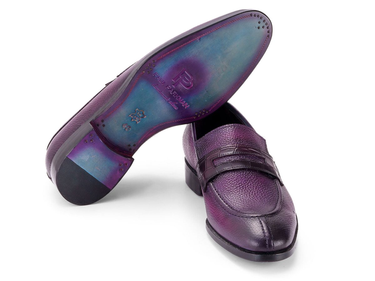 Paul Parkman Men's Split Toe Loafer Shoes Purple (ID694PR87)