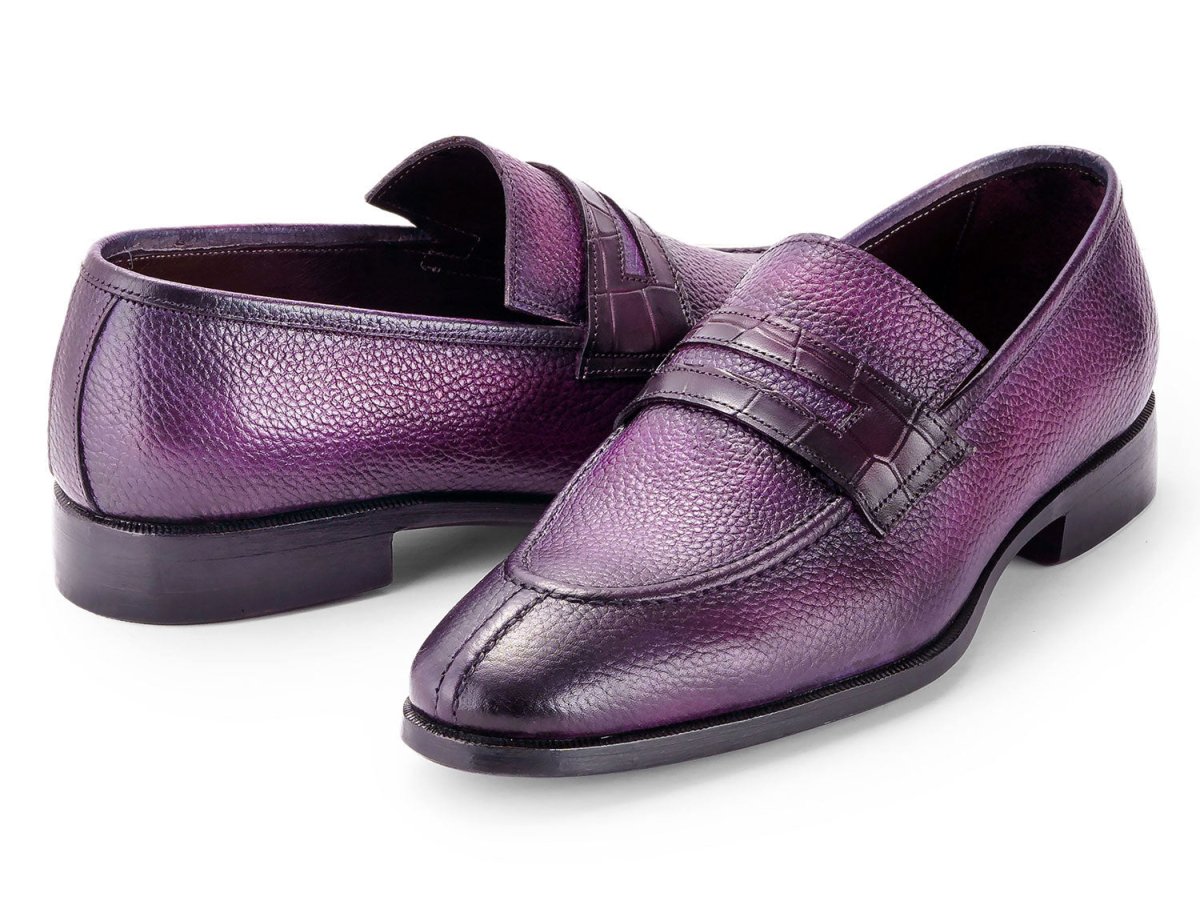 Paul Parkman Men's Split Toe Loafer Shoes Purple (ID694PR87)