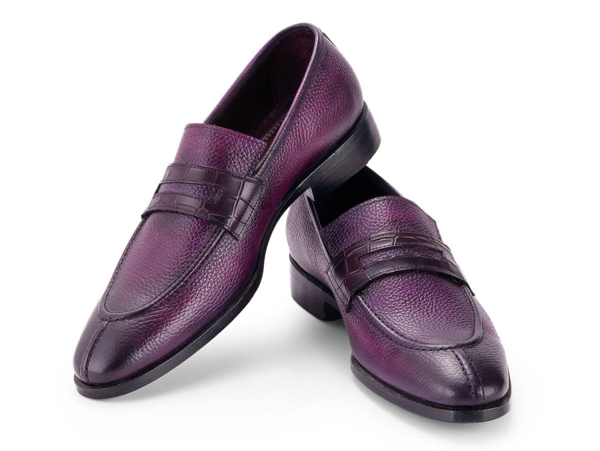 Paul Parkman Men's Split Toe Loafer Shoes Purple (ID694PR87)