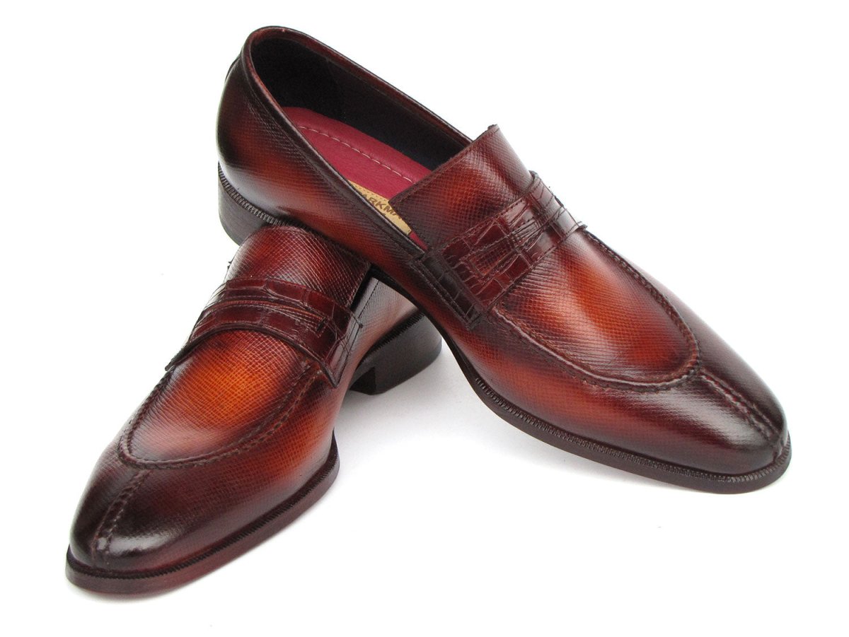 Paul Parkman Men's Split Toe Loafer Shoes Tobacco (ID694TB25)