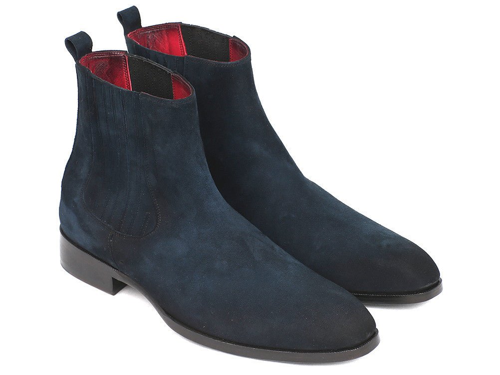 Paul Parkman Men's Suede Chelsea Boots in Navy
