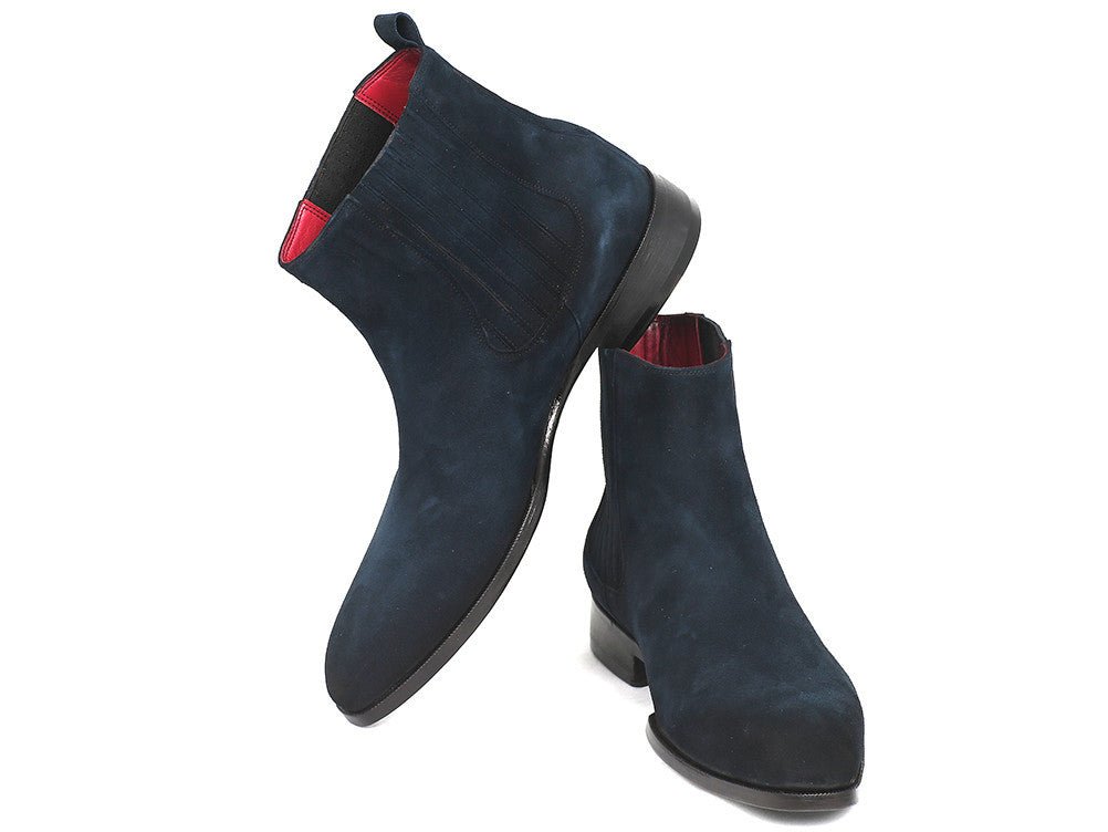 Paul Parkman Men's Suede Chelsea Boots in Navy
