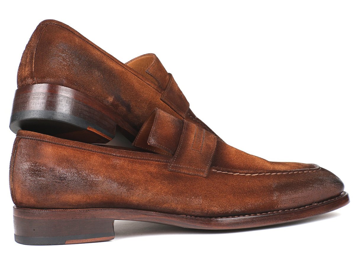 Paul Parkman Men's Suede Goodyear Welted Loafers in Brown Antique