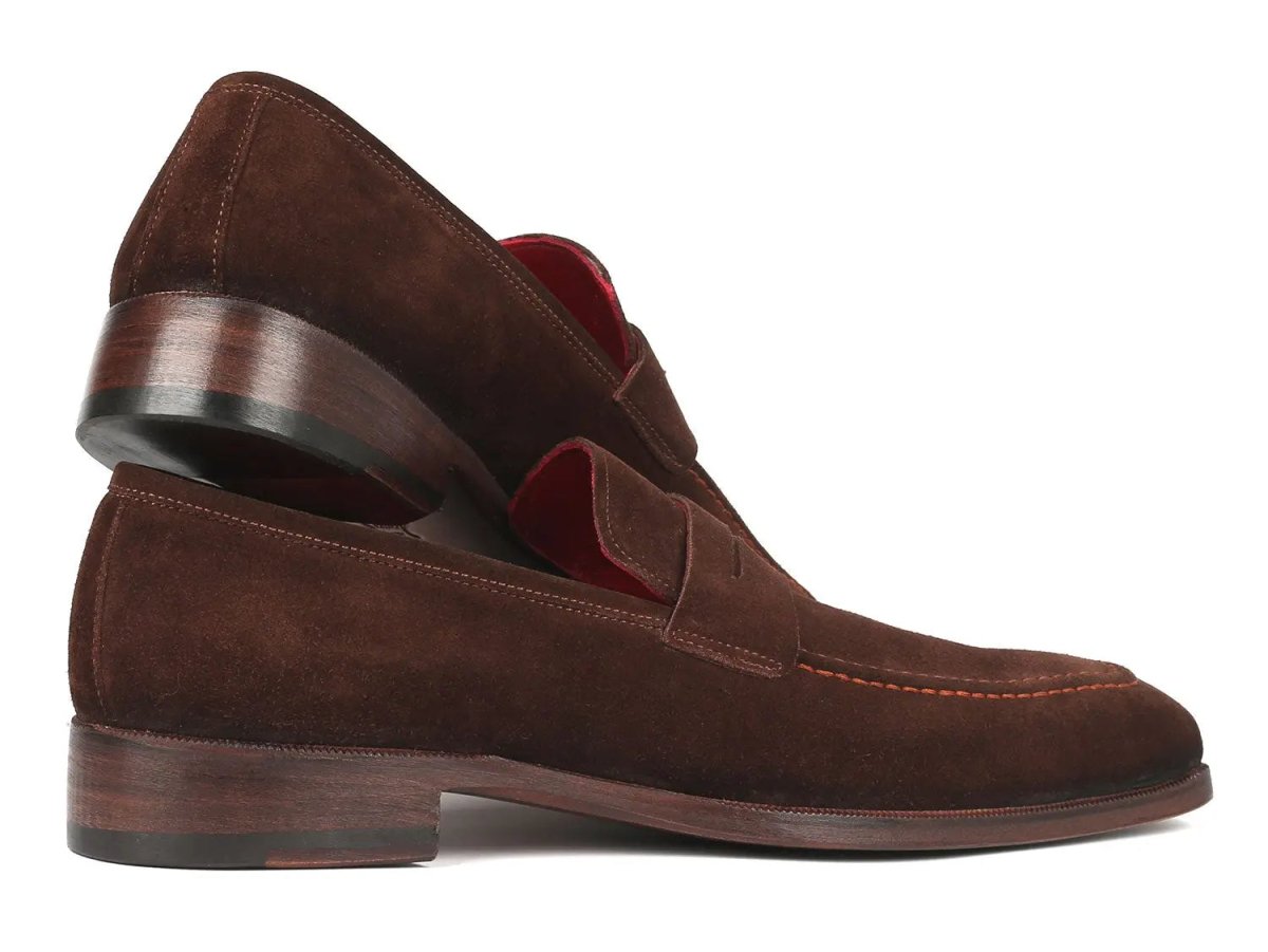 Paul Parkman Men's Suede Penny Loafers in Brown