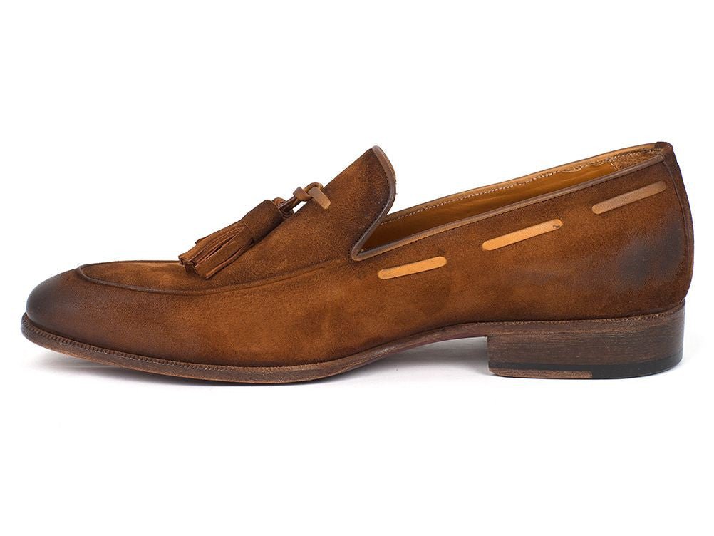 Paul Parkman Men's Suede Tassel Loafers in Antique Brown