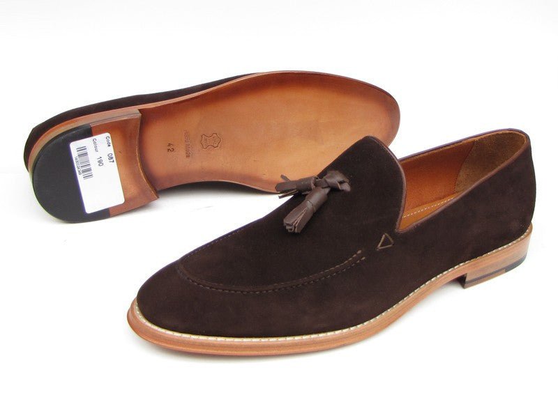 Paul Parkman Men's Suede Tassel Loafers in Brown
