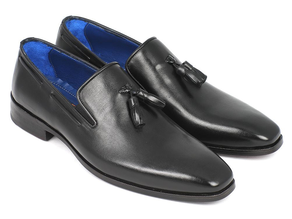 Paul Parkman Men's Tassel Loafer Black Leather Upper and Leather Sole (ID5141 - BLK)