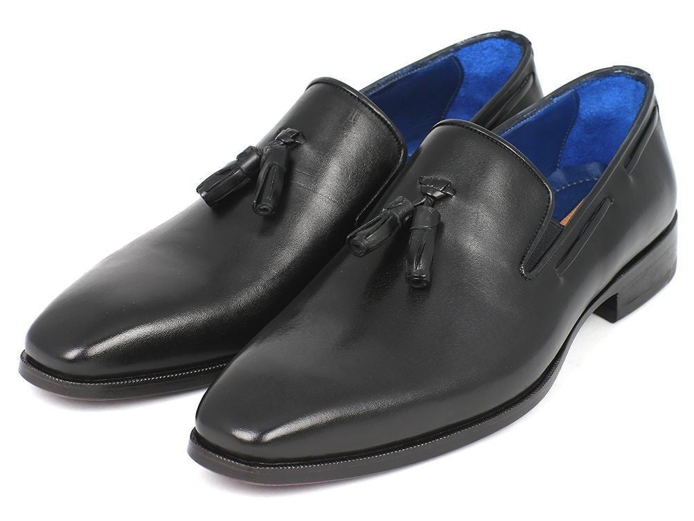 Paul Parkman Men's Tassel Loafer Black Leather Upper and Leather Sole (ID5141 - BLK)