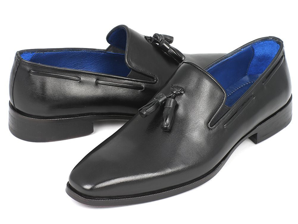 Paul Parkman Men's Tassel Loafer Black Leather Upper and Leather Sole (ID5141 - BLK)
