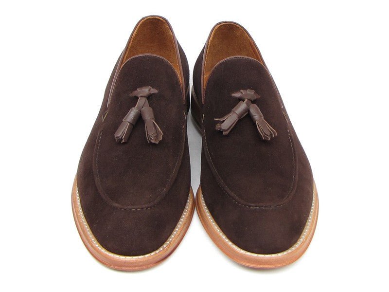 Paul Parkman Men's Tassel Loafer Brown Suede Shoes (ID087 - BRW)
