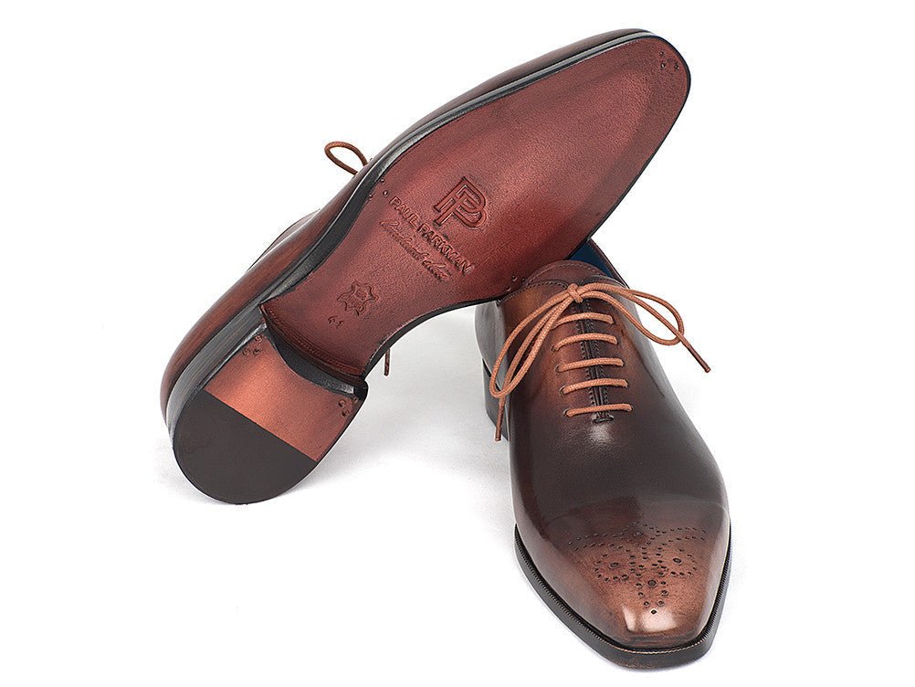 Paul Parkman Men's Wholecut Oxfords in Camel and Brown