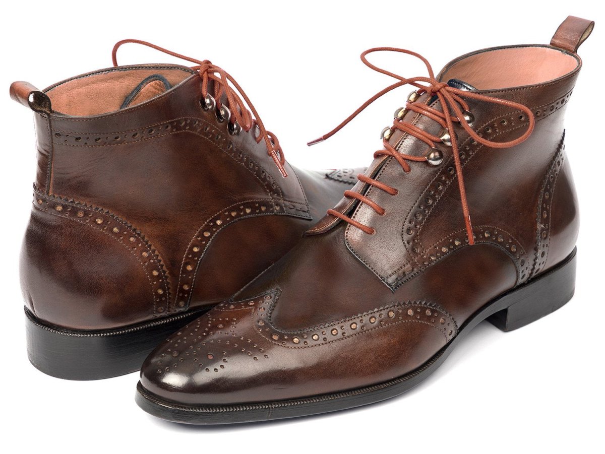 Paul Parkman Men's Wingtip Ankle Boots in Brown