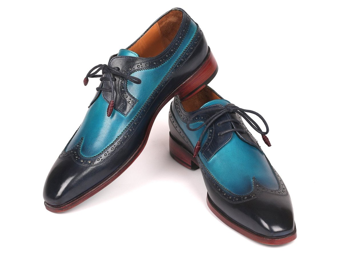 Paul Parkman Men's Wingtip Derby Shoes in Blue Dual Tone