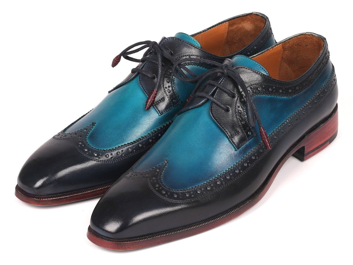Paul Parkman Men's Wingtip Derby Shoes in Blue Dual Tone