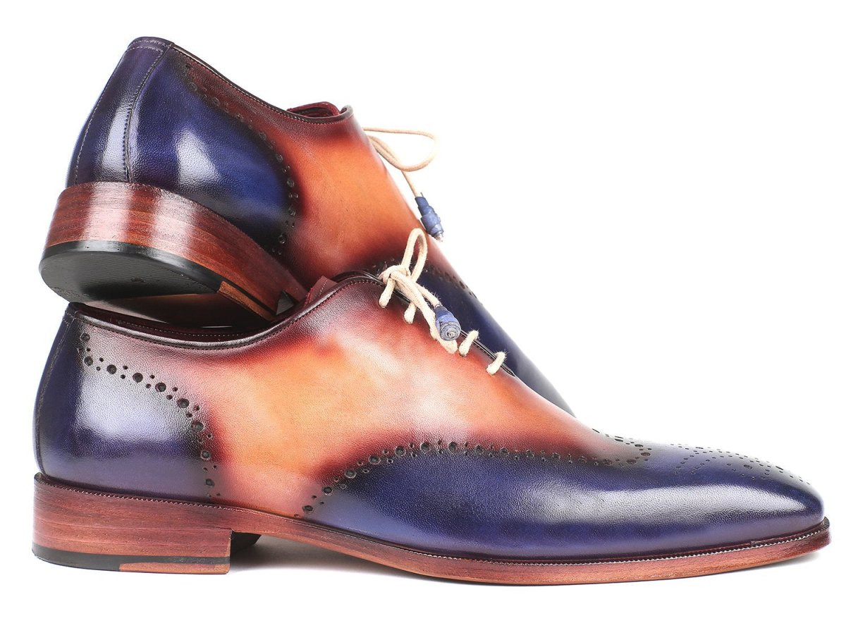 Paul Parkman Men's Wingtip Oxfords in Blue and Camel
