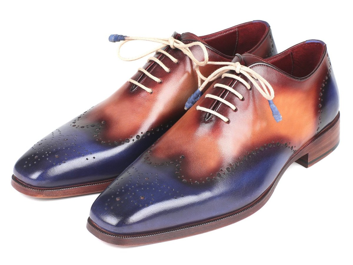 Paul Parkman Men's Wingtip Oxfords in Blue and Camel