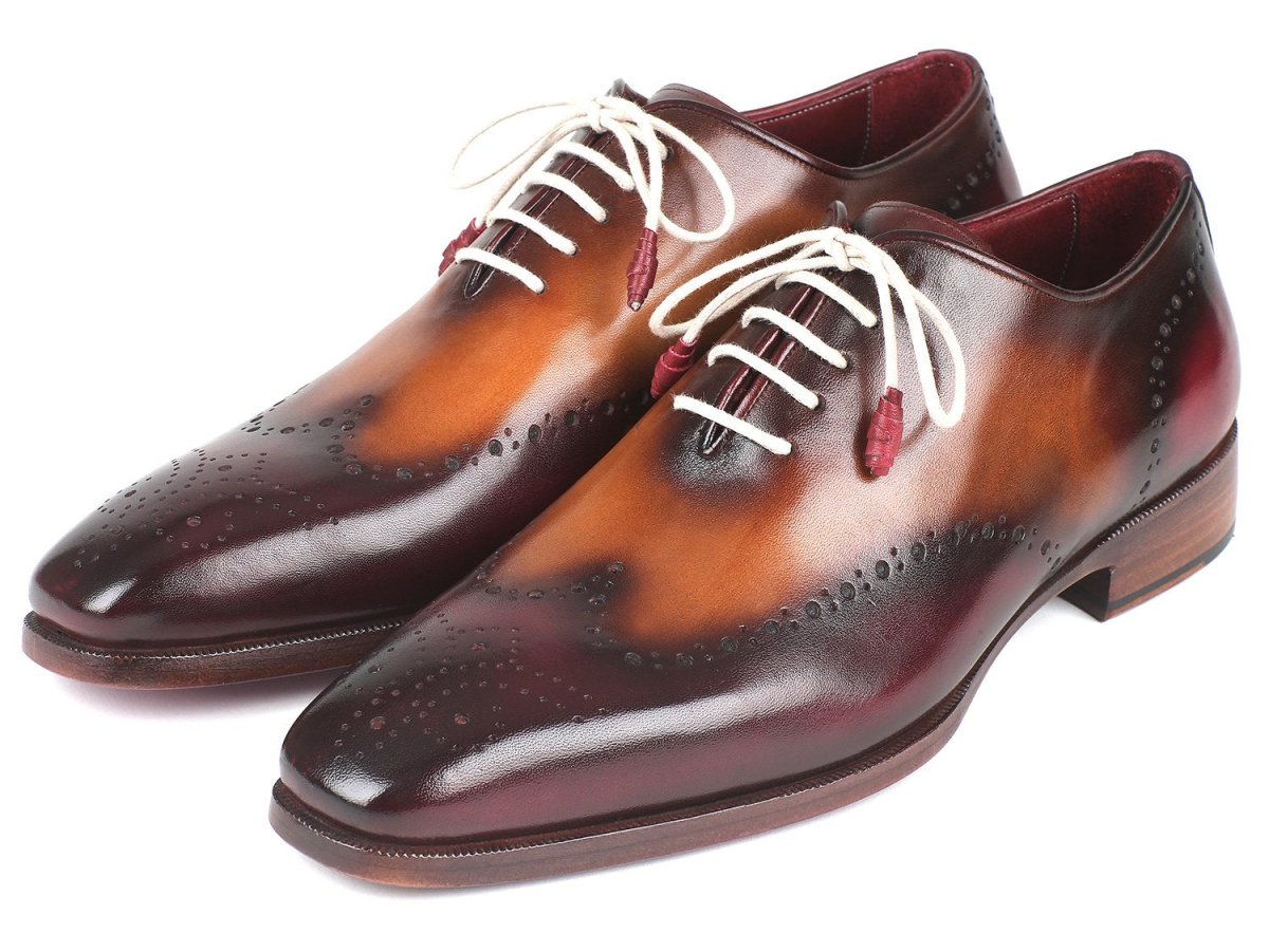 Paul Parkman Men's Wingtip Oxfords in Bordeaux and Camel