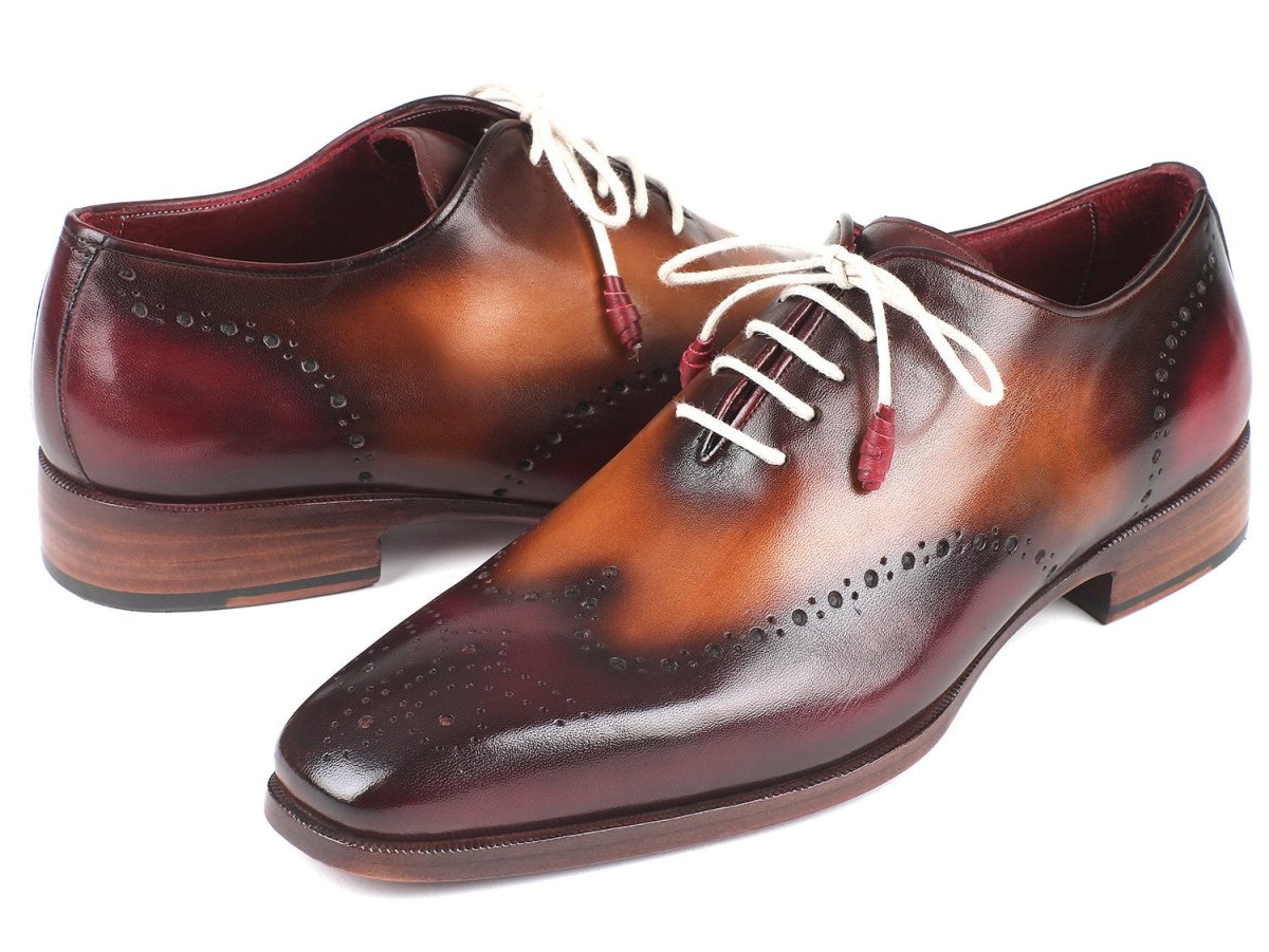 Paul Parkman Men's Wingtip Oxfords in Bordeaux and Camel